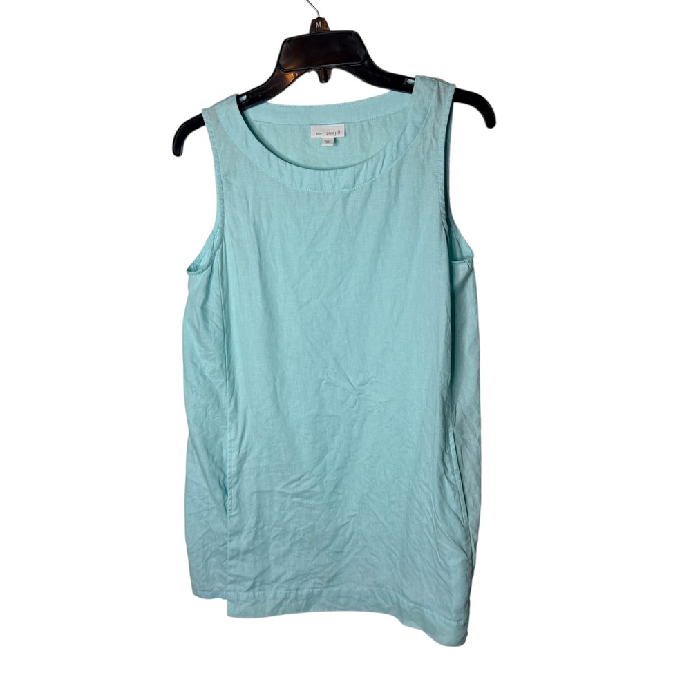 J.Jill Pure Jill Light Blue 100% Linen Sleeveless Tunic Top with Pockets XS